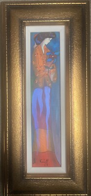Linda Le Kniff serigraph on canvas  kiki  hand embellished