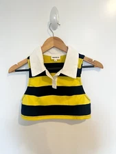 Superdown Koko Crop Top Polo - Yellow Multi - Size: S
