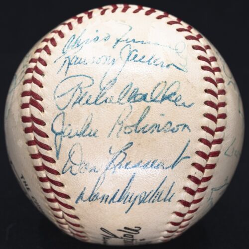 1956 Brooklyn Dodgers Team Signed Baseball Jackie Robinson Roy Campanella PSA