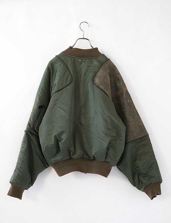 KAPITAL - MA-1 Crack Leather SHAM BOMBER JACKET Khaki size3 KAPITAL - MA-1 Crack Leather SHAM BOMBER JACKET Khaki size3