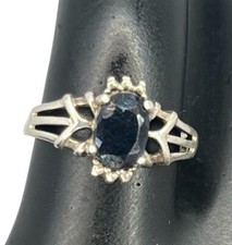 Sterling silver dark CZ oval stone ring size 4 SMALL