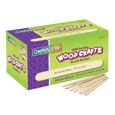 Creativity Street Wood Crafts Jumbo Craft Sticks, 6'' x 3/4'' x 2mm, Natural, B...