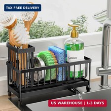 Cisily Sponge Holder for Kitchen Sink, Sink Caddy Organizer with High Brush Hold