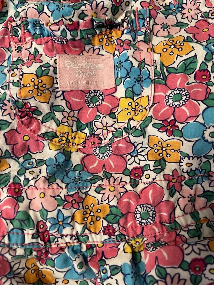 Pantalones cortos florales Oshkosh vintage mameluco burbuja flores rosa chaleco 24 meses Foto 2 de 3