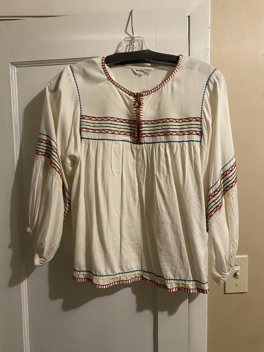NWT WOMEN'S ROCKS & INDIGO WHITE W/ COLORED STRIPES COTTON TOP
