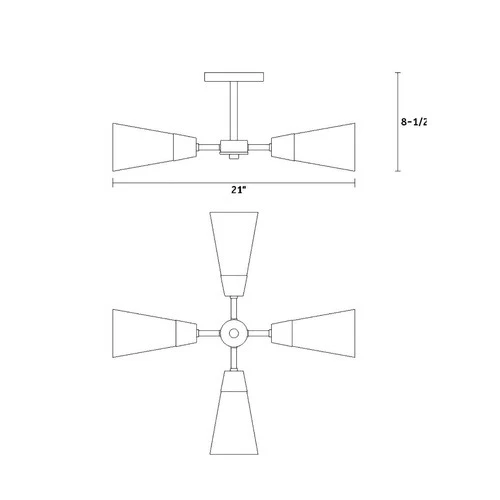 Designers Fountain D290C-SF Norro 4 Light 21"W Semi-flush Ceiling - Black - Picture 2 of 2