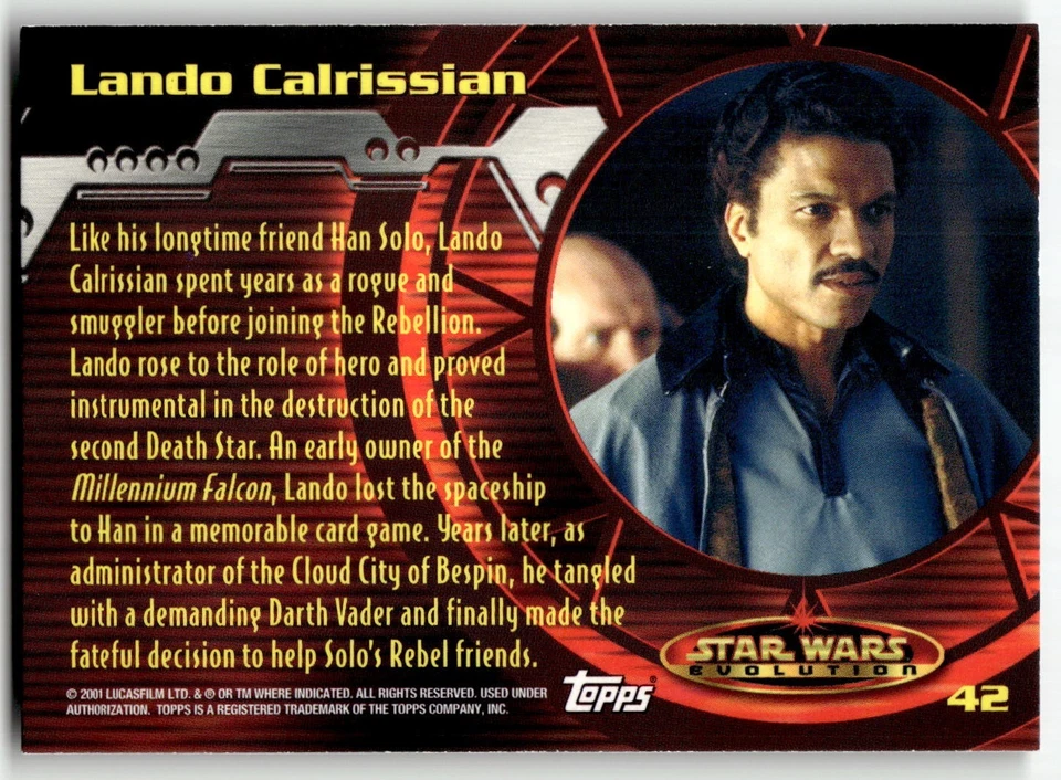 2001 Topps Star Wars Evolution Foil Card #42 Lando Calrissian - Image 2 of 4