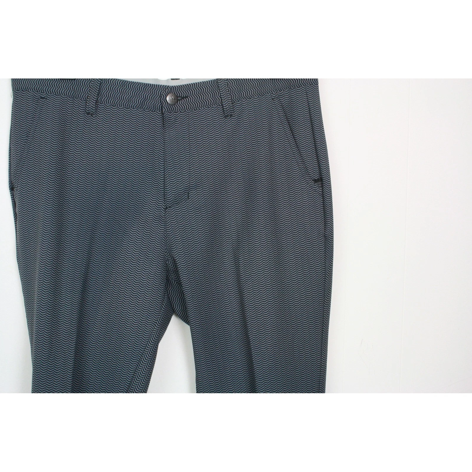 Adidas Pants Mens 34x32 Grey Black Chevron Pattern Stretch Flat Front Trousers
