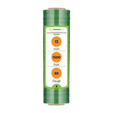 4 Rolls 12" x 1500' Pallet Wrap Stretch Film Hand Shrink Wrap Tint Green