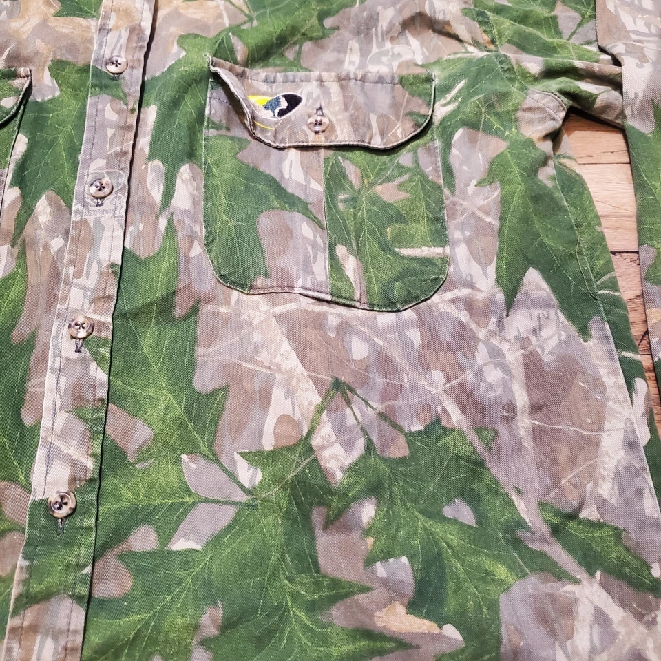 Vtg Mossy Oak Shadow Leaf Shirt Mens Medium Long Sleeve Button Up Made USA - Image 3 of 4