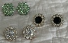 Vintage Rhinestone Pierced Earrings Lot of Three Pairs — photo 2