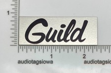 Guild Foot Pedal Logo Badge Insert Custom Made Silver Aluminum Self Stick