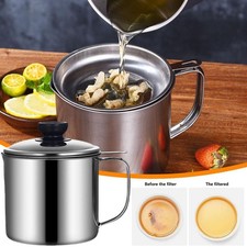 Kitchen Oil Strainer Pot Stainless Steel Grease Container Jug Storage Can Hot B5