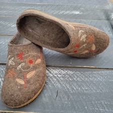 Haflinger Grizzly Wool Clog Slippers EUR 39 Women US 8.5 Brown Floral See Note 