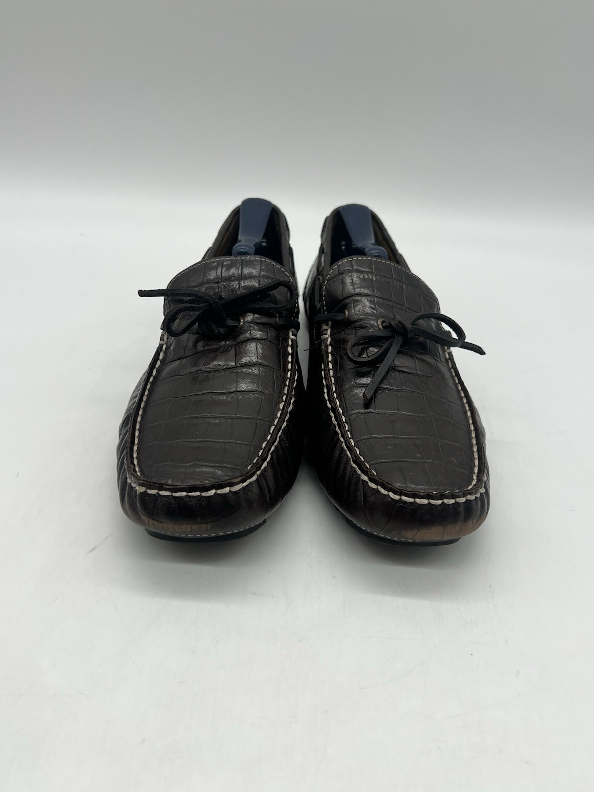 Cole Haan Men’s 10M Dark Crocodile Leather Driving Mocs Moccasins shoes.