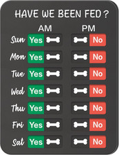 Dog Feeding Reminder, Dog Fed Sign-Daily Am/Pm Chart Slider Sign for Pet Fed and