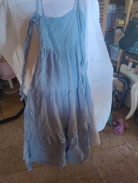 Mooloola Dress Womens Size 8 - Blue Tiered Maxi Sundress Summer - rear ties