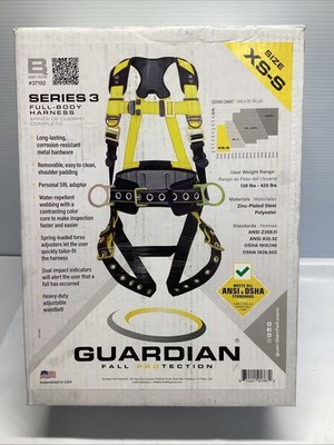Guardian Fall Protection Series 3 Full Body Safety Harness Size XS-S New