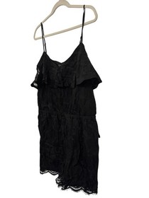 Guess SL Francine Lace Romper Womens XL Black Sleeveless Ruffle Trim Adjustable