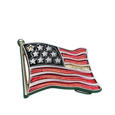 American Flag Belt Buckle Red Silver Enamel Patriotic