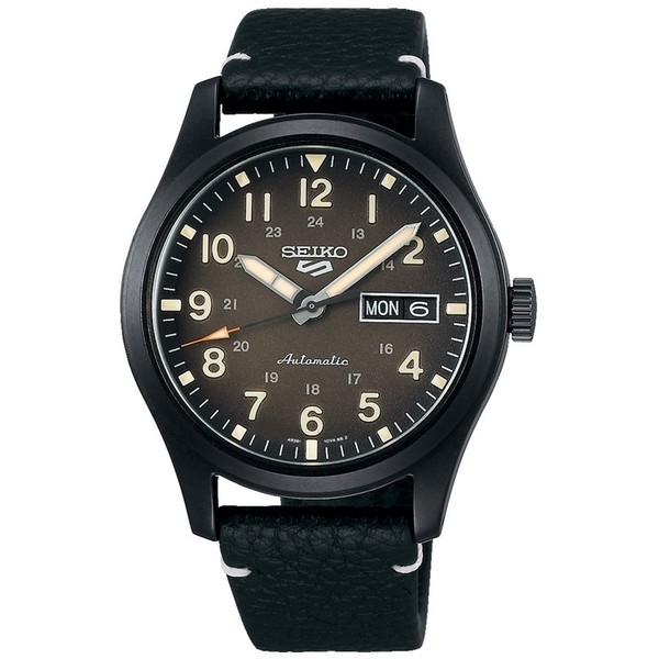 Seiko 5 Sports SRPG41K1 Herrenuhr Automatik MilitäR Lederarmband Schwarz-image