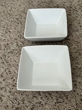 Canopy Square White Cereal Bowls HEAVY 6.25” Set Of 2 Set A