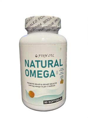 Natural Omega Fish Oil Omega 3 Softgels 90ct Lemon Flavor Exp 08/2027 New