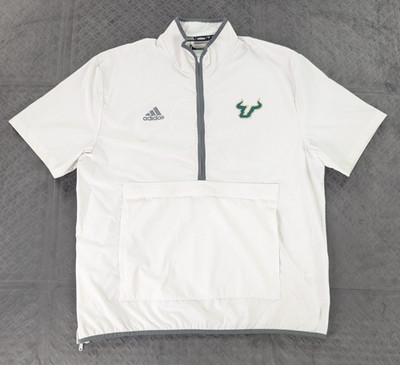 USF Bulls Jacket Windbreaker Adidas Pullover Half Zip Short Sleeve Men Large