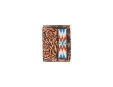 3D Western Wallet Mens Trifold Hand Tooled Embroidery Brown D250010202