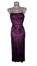 Vtg 90s Womens Black  Pink Sequin Beaded Maxi Slip Dress Sz M Whimsigoth Grunge