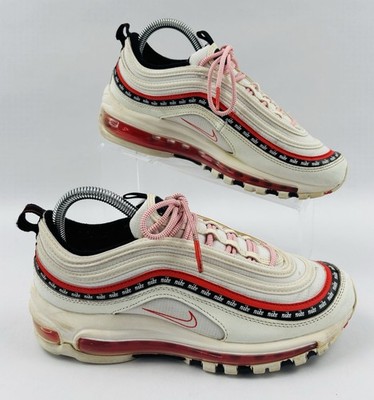 2019 Nike Air Max 97 Youth Sneakers Script Swoosh White/Red/Black Size 5.5Y