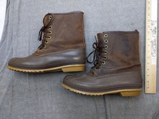 Vintage Sorel Ice Pac Boots Mens 11 Brown Leather Wool Lined Winter Canada