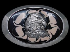 TE07106 VINTAGE 1970s BALD EAGLE WESTERN COWBOY DESIGN BELT BUCKLE