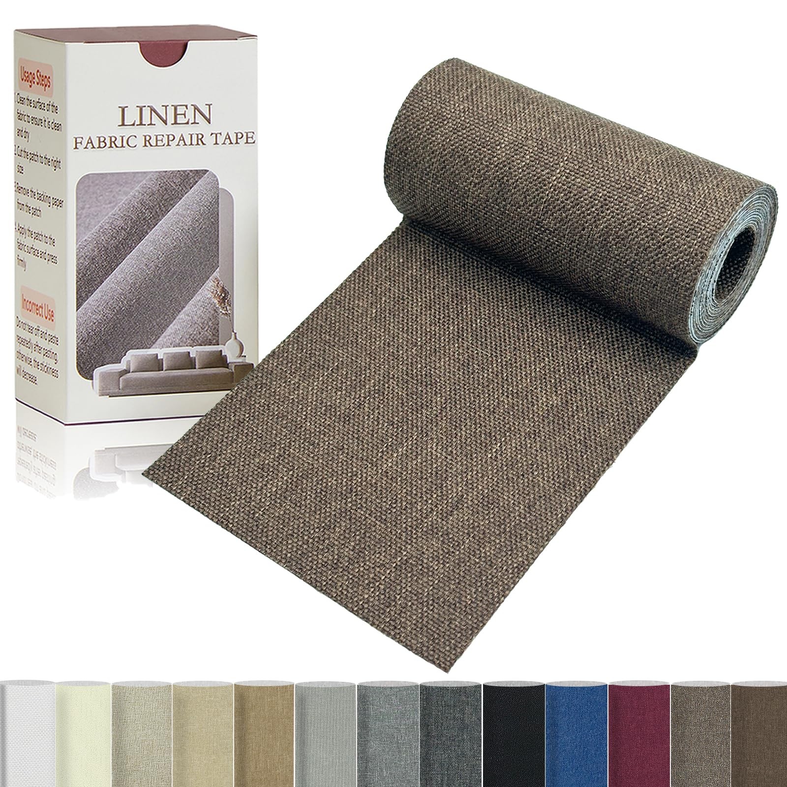 Linen Repair Tape 4x70 Inch Self-Adhesive Couch Patch Fabric for Furniture Fix