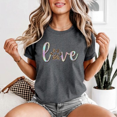 Liebe Damen T-Shirt Pfotenabdrücke Tierliebhaber Geburtstag Geschenk für Sie