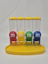 M&M's World Four Tube Yellow Candy Dispenser 4 Colors Red, Green, Blue, Yellow