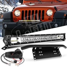 20INCH LED Light Bar Combo+23" Bull Bar Front Bumper License Plate Mount Bracket