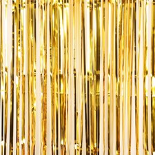 GOLD Sparkling Metallic FOIL CURTAIN 3 ft x 8 ft Party Wedding Decoration