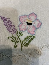 VTG Vanity Linens Set Of 3 Doilies Floral Han...