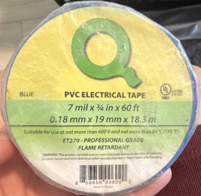 Q Professional Grade Electrical Tape ET270 7mil 3/4'' x 60' UL Listed