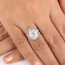 Natural Rainbow Moonstone Gemstone 925 Sterling Silver Jewelry Handcrafted Ring