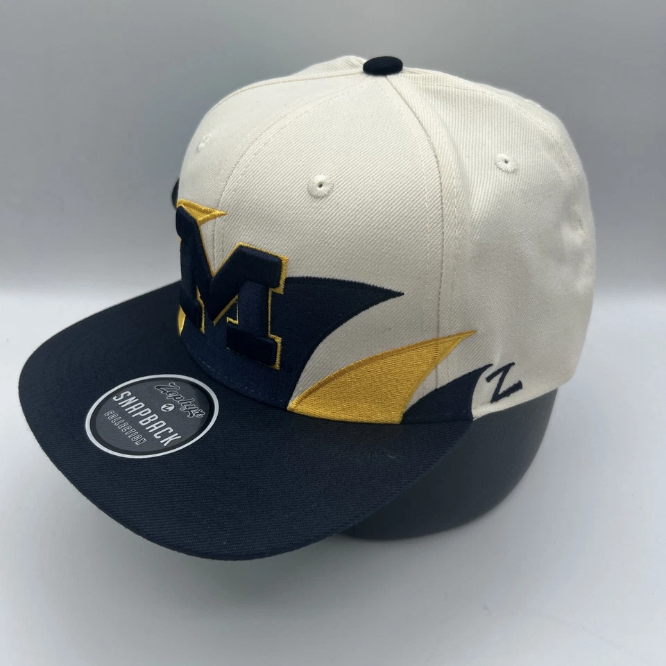 Michigan Wolverines Hat Zephyr Z Hat Retro Sharktooth Perform Snapback Cap H92 - Image 2 of 4
