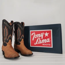 Tony Lama Cowboy Boots Size 10D Leather Western 6184C Pecan Taurus Made U.S.A.