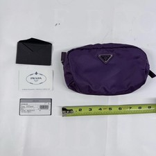 Prada 1NA350 Vela Nylon Cosmetic Pouch Ciclamino Purple Saffiano Bag W/ Cards