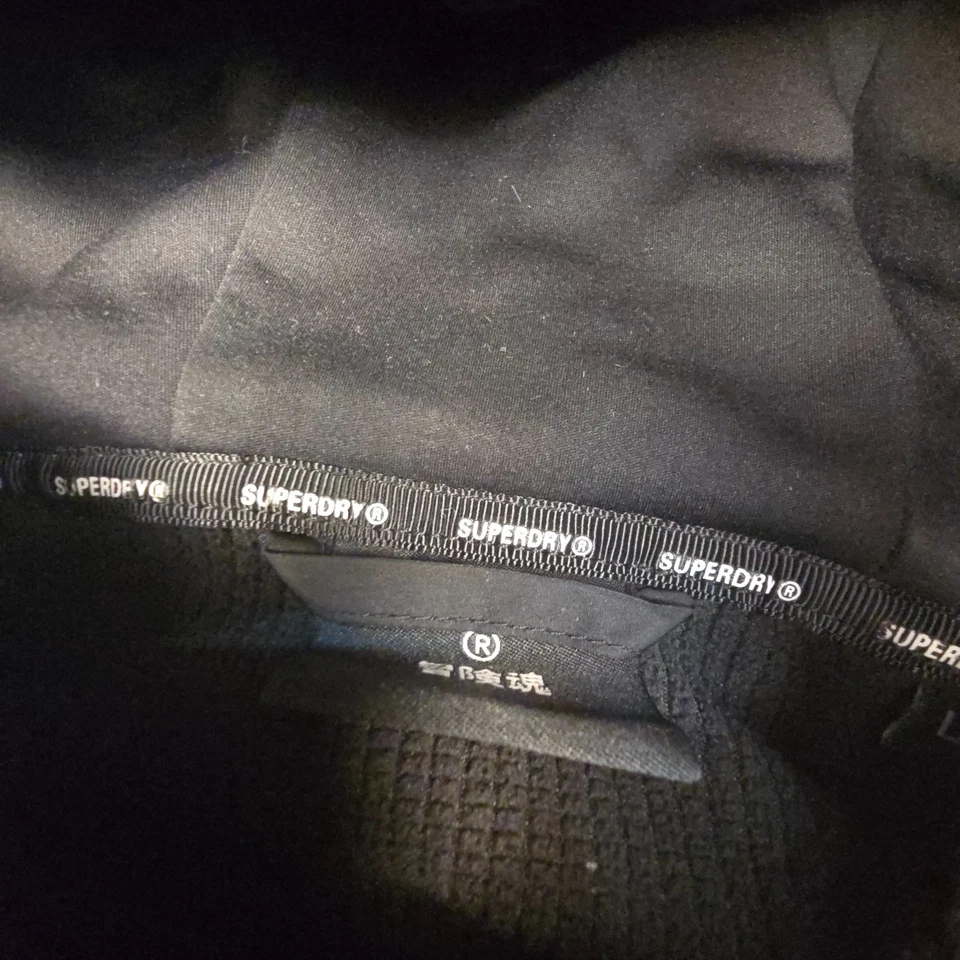 Superdry Jacket mens LARGE black long sleeve winter quilted hooded Size L - image 3 of 4