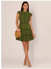 ADRIANNA BY ADRIANNA PAPELL Flutter Sleeve Lace Short Cotton Dress Size 6 New