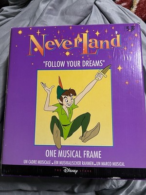 Disney Peter Pan Never Land ''Follow Your Dreams'' Musical Frame In Box * C10-d