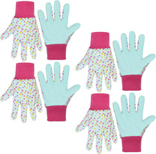 4 Pairs Kids Gardening Gloves, Girls Boys Children Garden Work Play Gloves Pink
