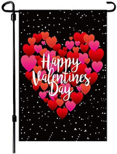 Valentine's Day Flag,12x18 Inch Valentine's Heart Garden Flag Double Sided Print