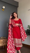 New Presenting Faux Georgette Red Salwar Kameez With Dupatta For Party Wear
